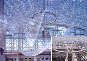 Stainless steel tension ring for Kanazawa Station east plaza roof (Kanazawa)